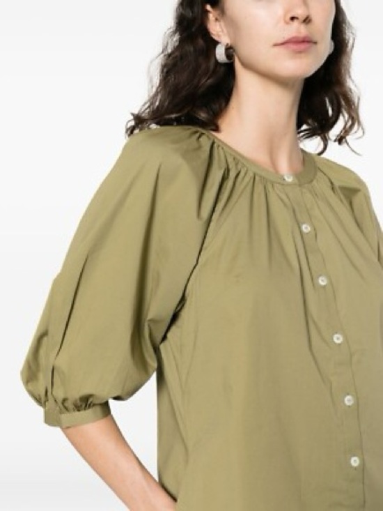 STAUD Dresses & Skirts - Staud Khaki Vincent Puff-Sleeve Button-Front Women’s Dress